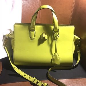 ALEXANDER WANG Neon Yellow Leather Handbag New w T